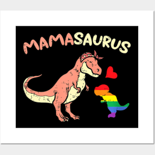 Mommasaurus Dinosaur Mom Mama LGBTQ Flag Gay Pride Posters and Art